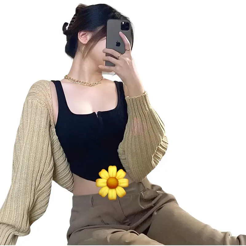 Baju Rajut Liam Lengan Panjang bolero cardigan Crop Simple Wanita 8