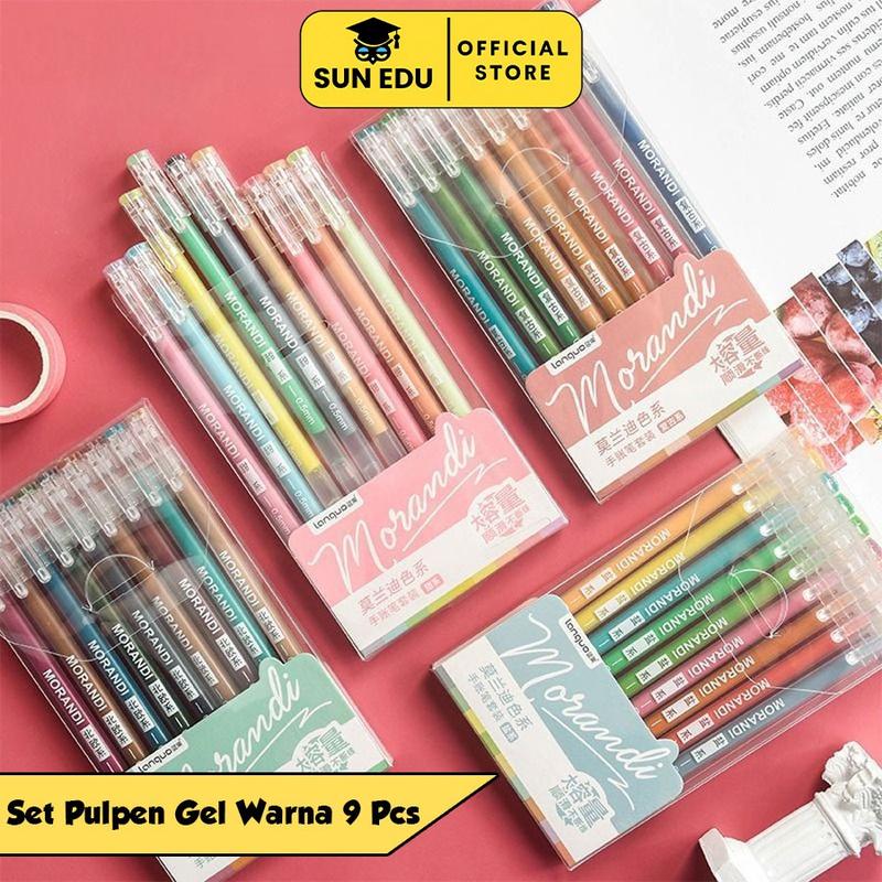 9 PCS Gel pen set colors/ Colorful pulpen warna cute morandi Tinta Stationery Tipe UK tipe  x  kertas 2