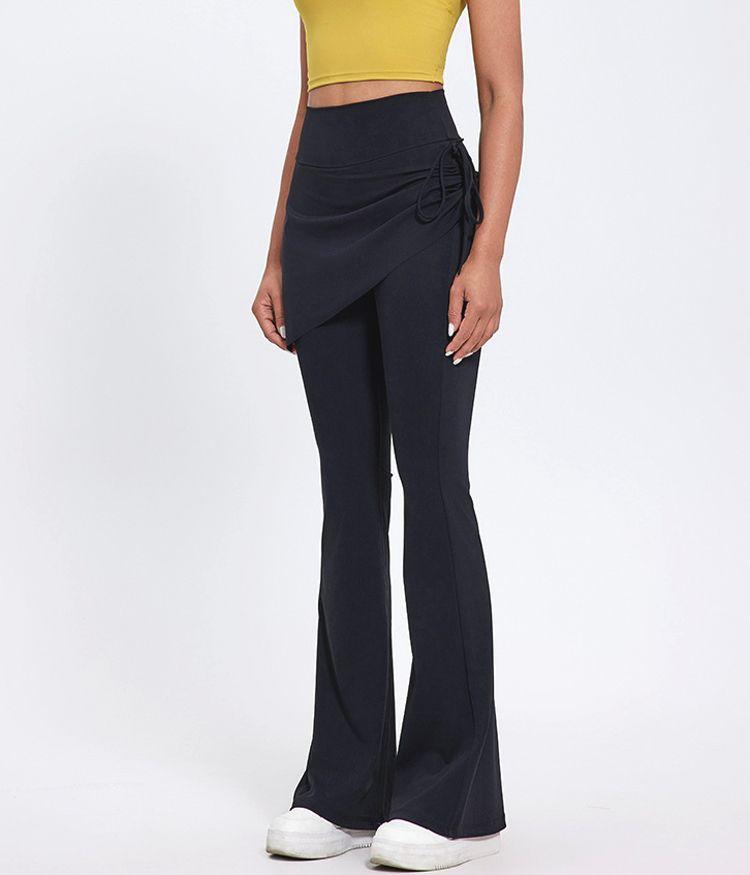Product Introduction of 2024 Autumn and Winter New Fake Two-Piece Yoga Bell-Bottom Pants Women's Anti-Exposure High Waist Hip Lift Skinny Slimming Sports Culottes Womenswear Lingerie Comfort Basic 21