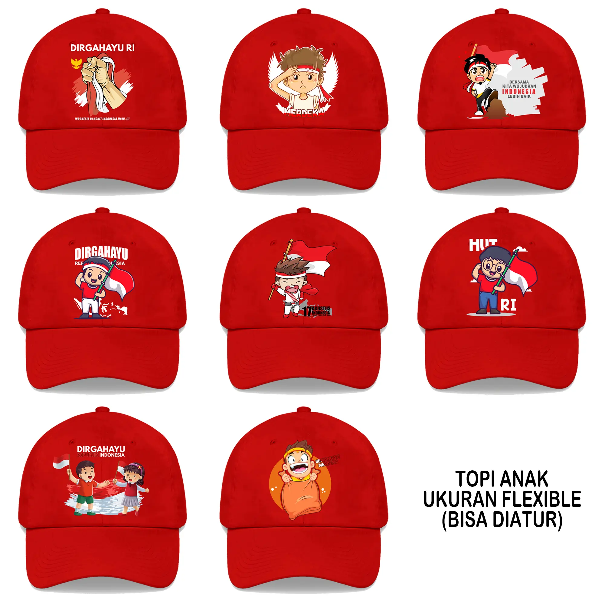 Topi Baseball Anak Couple 17 Agustuss Kemerdekaan Indonesia topi Agustusan Indonesiaa Merdeka