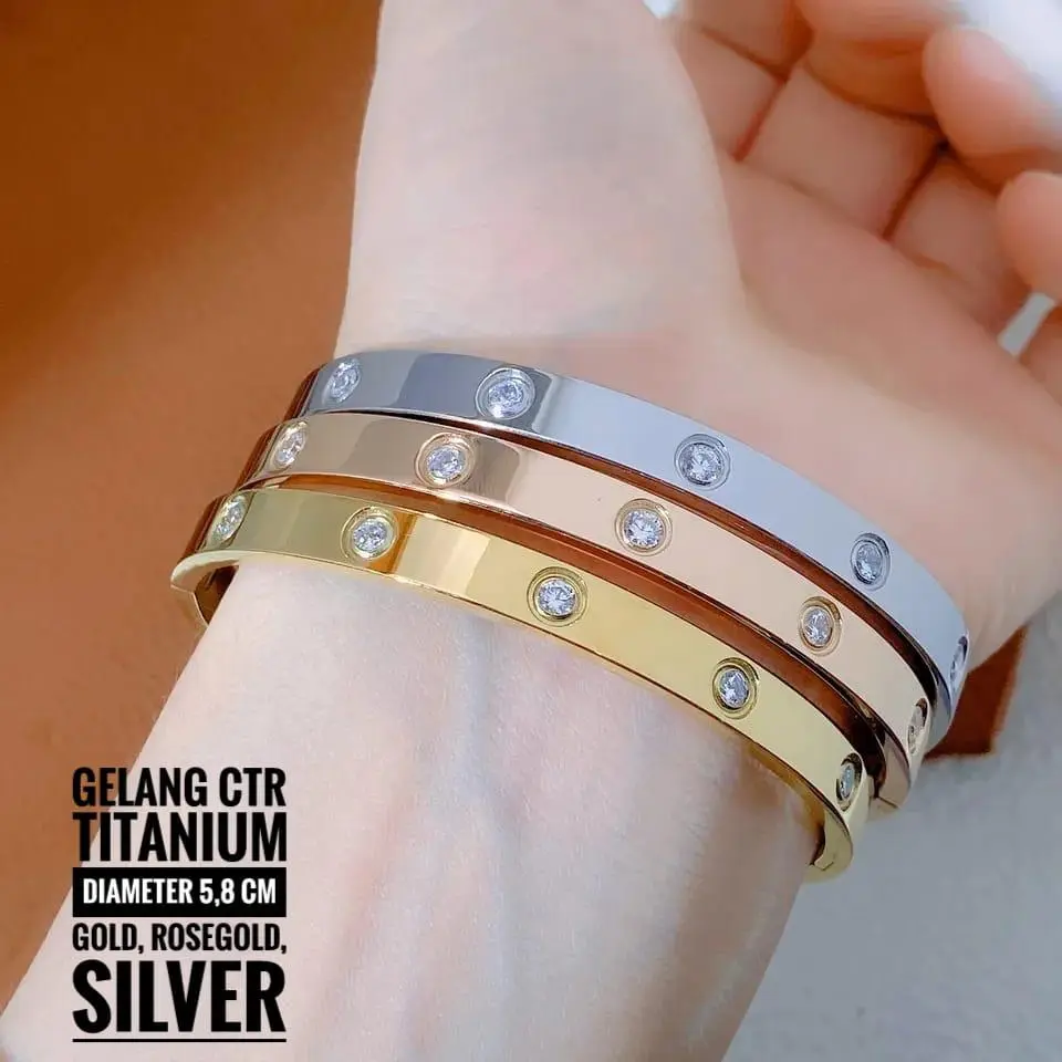 Gelang Titanium  Premium CTR Lebar GBT-1207 Perhiasan Bracelets