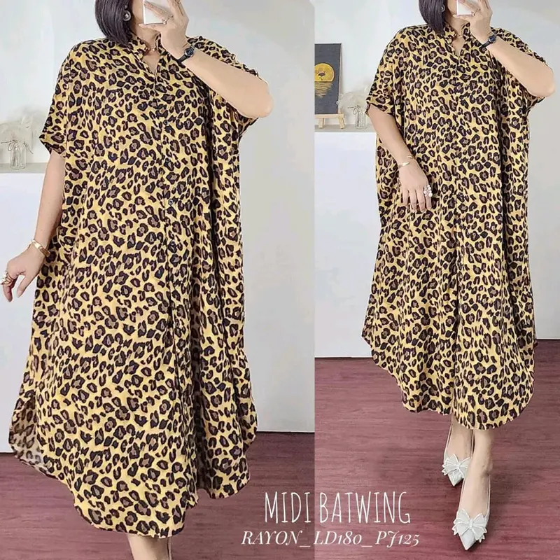 MIDI Realpec Tunik Kalong Rayon Impor Nyaman Busui Bunga Panjang - Ibu, Muslim, Gamis 3