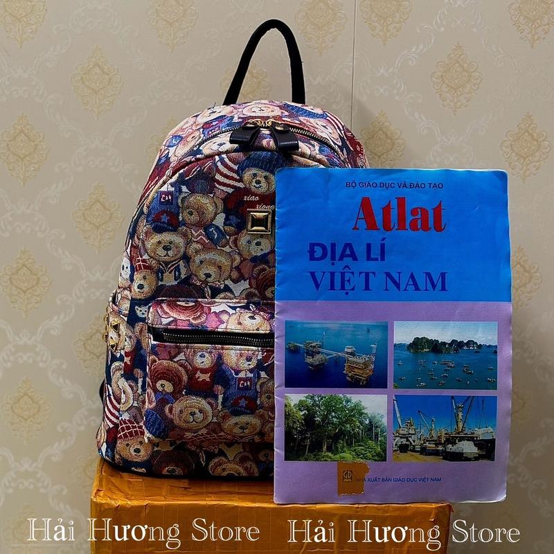 Balo Gấu Size 40 vừa A4, Laptop 14inch, Atlat địa lý Da Bag Đeo Vai Đồng 2