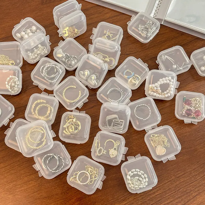 Small storage box Transparent box Small medicine box Earring storage box Ring jewelry storage box Earplug box anti-oxidation