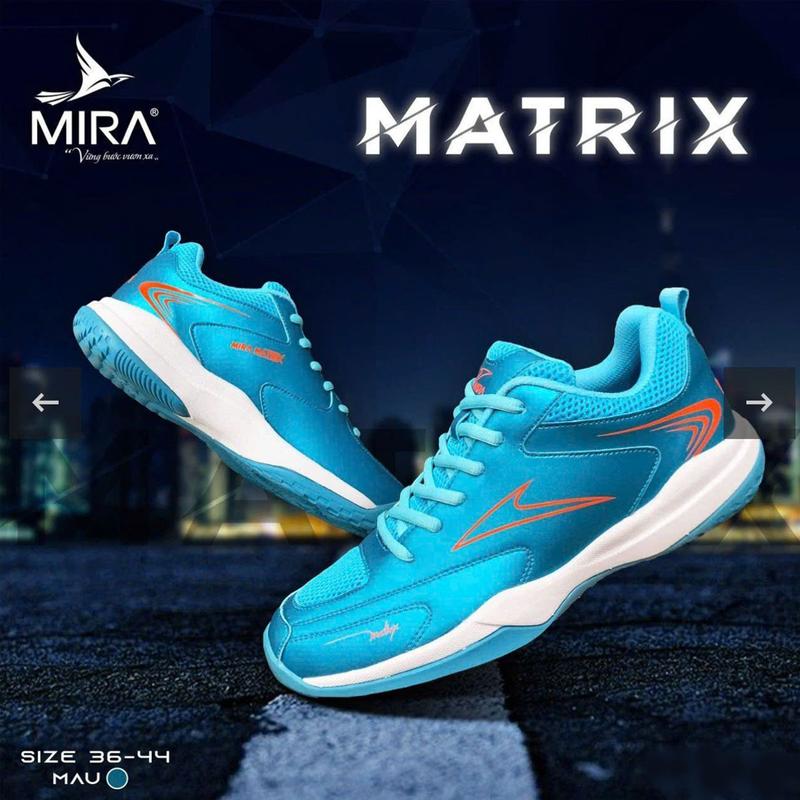 Giày Cầu Lông Mira Matrix Màu Xanh Ngọc, Chất Liệu Da PU Đệm Đế EVA Giảm Chấn, Chơi Sân Bê Tông Tốt, Giày Bóng Chuyền, Giày Thể Thao Nam Sneaker Sport