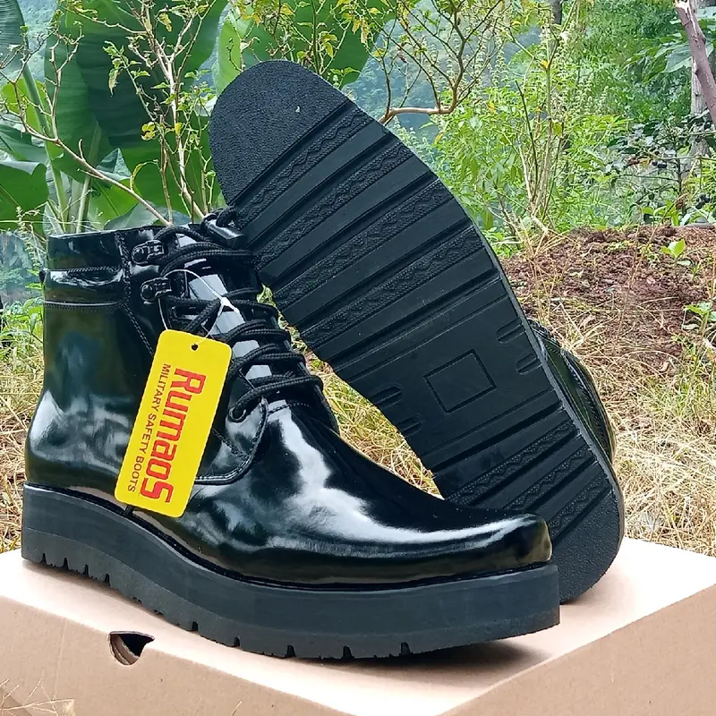 terbaru-sepatu dinas/PDH SOL TEBAL 4-5 CM tali kulit sapi asli Hitam 0