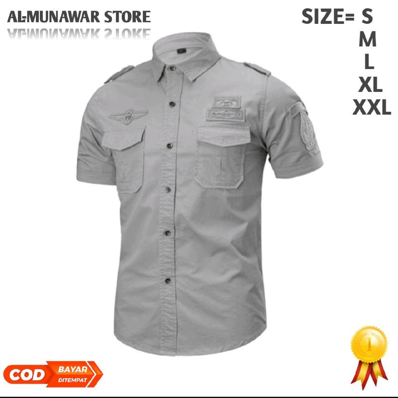 KEMEJA TACTICAL PRIA - KEMEJA PDH - SERAGAM PDH LENGAN PENDEK MODEL SLIMFIT Tebal 3