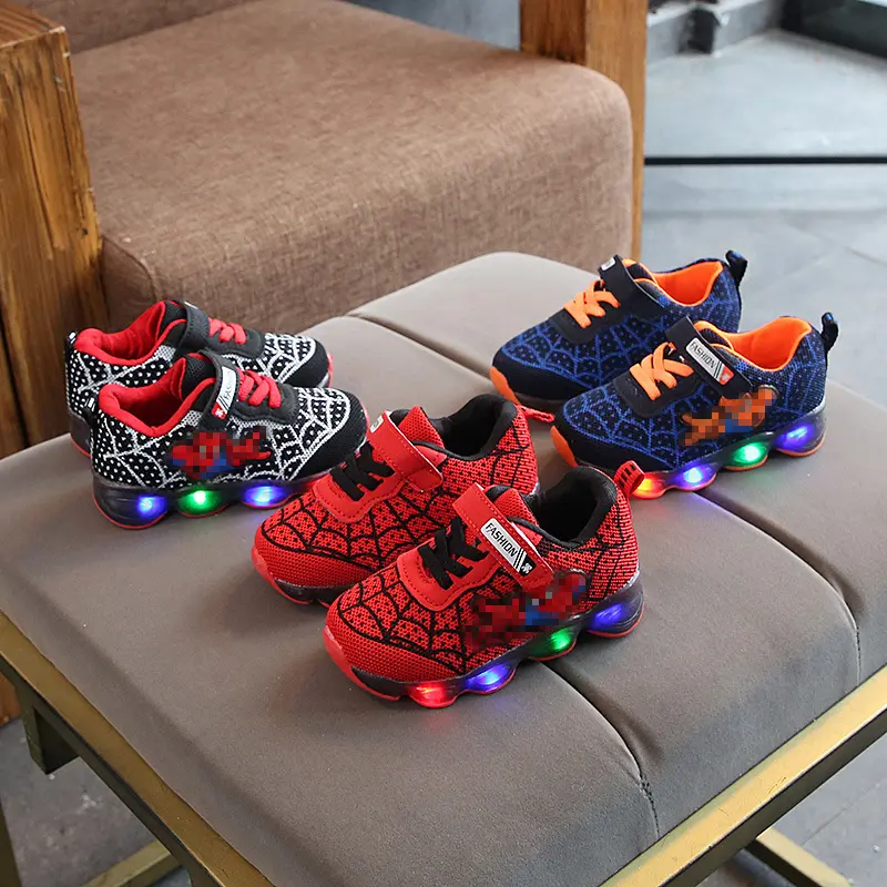 Children'S Shoes Boys 'And Girls' Sneakers 2024 Spring And Autumn New Korean Mesh Pumps Led Luminous Shoes 1-9 Years Old Children'S Shoes