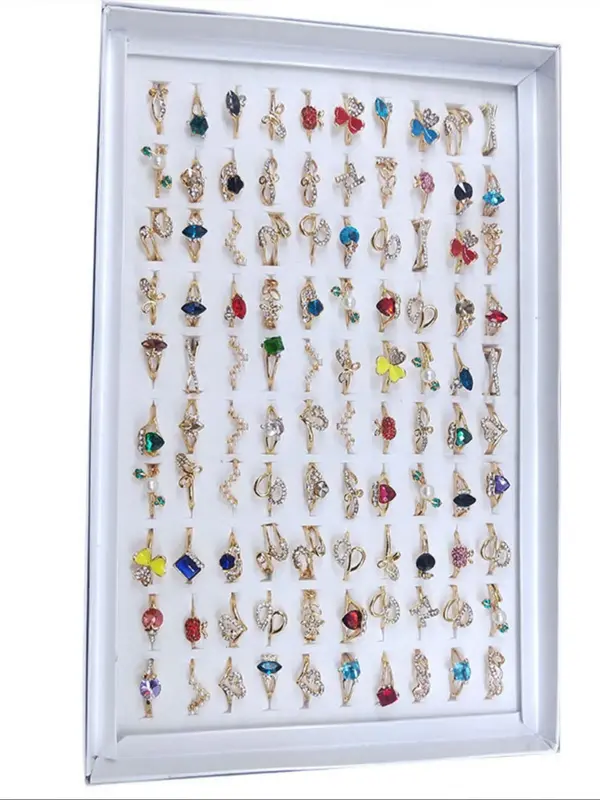 Random Color Rhinestone & Faux Pearl Decorated Ring Set, Fashion Jewelry for Party, Daily Clothing Decor, Trendy All-match & Exquisite Jewelry for Birthday Gift 6