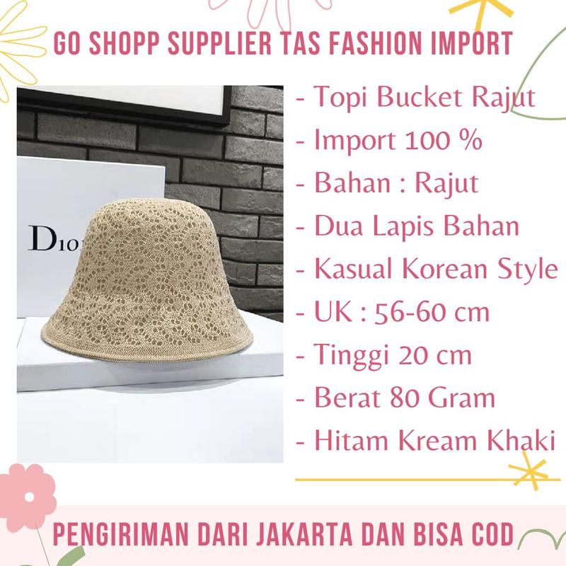 Product Introduction of Topi Wanita Bucket Hat Dewasa Rajut Viral Korean Style Aesthetic Terbaru - Topi Pantai Kekinian CP07 26