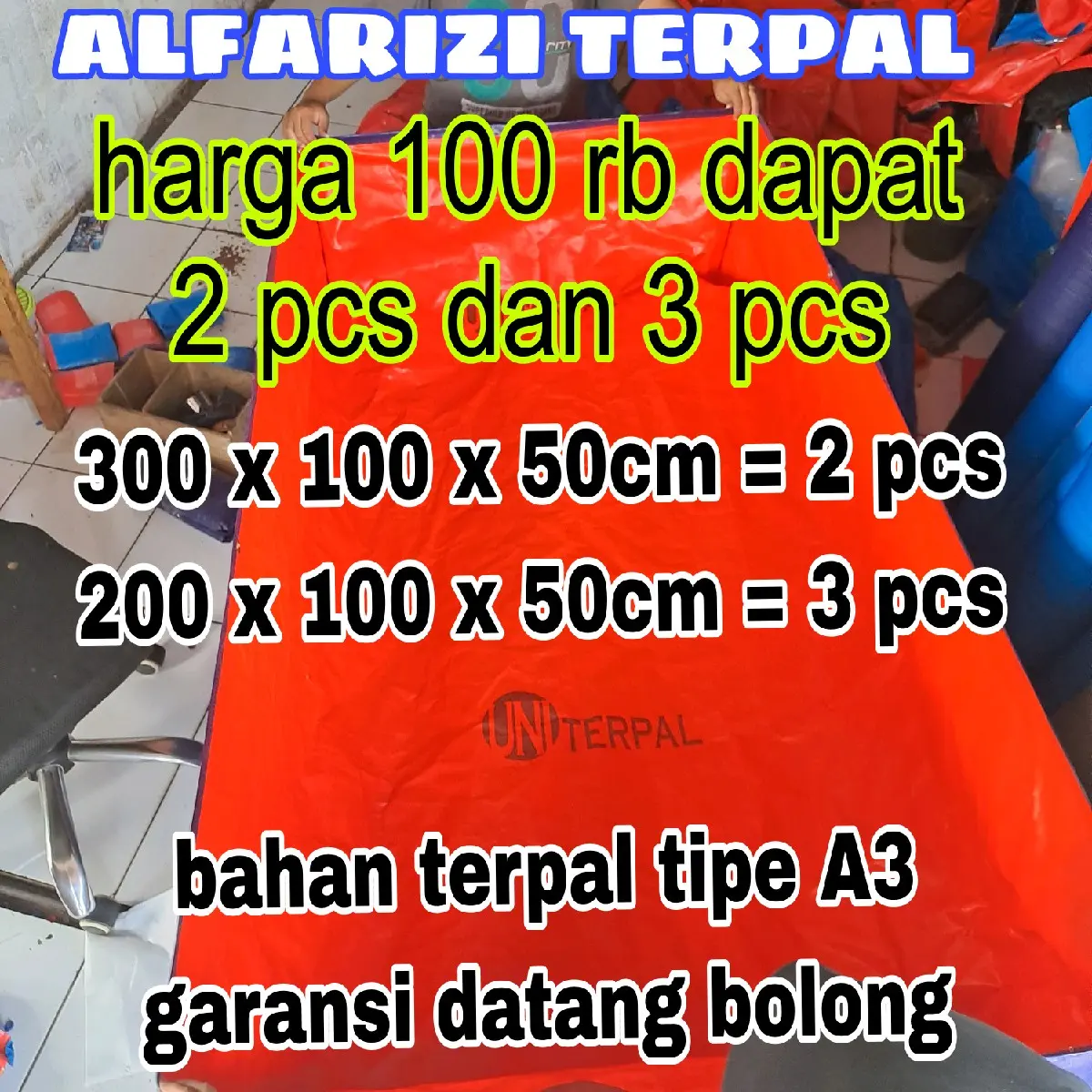 TERPAL KOLAM IKAN A3 2x1x50 dan 3x1x50 cm