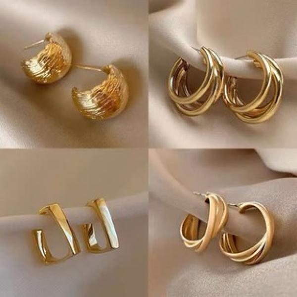 Product Introduction of Sterling Silver Needle Exaggerated Geometry Stud Earrings for Women Affordable Luxury Fashion Elegant High-Grade Earrings Metal Earrings 15