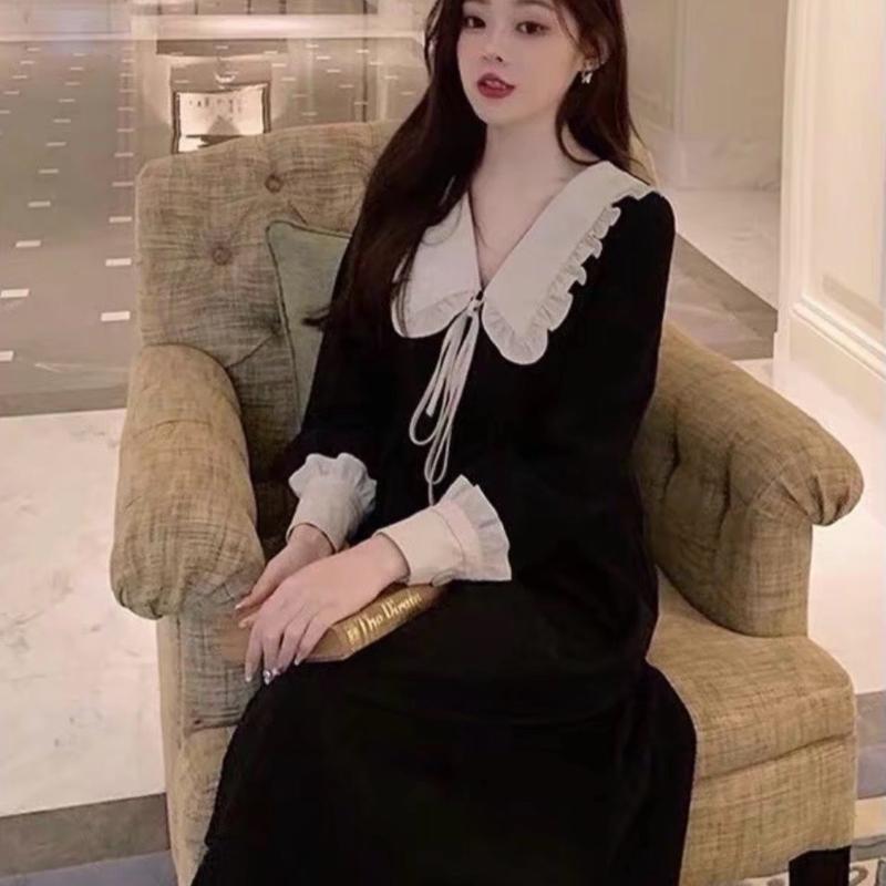 Đầm Bầu Thu Đông Cổ Bèo Tiểu Thư Chất Liệu Umi B021