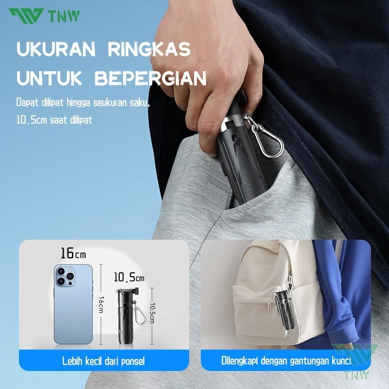 TNW T26 Mini Selfie Stick 3 In 1 Extendable Grip Tripod Portable Tongsis Tripod Bluetooth Remote Control Dan Lampu Foto Video