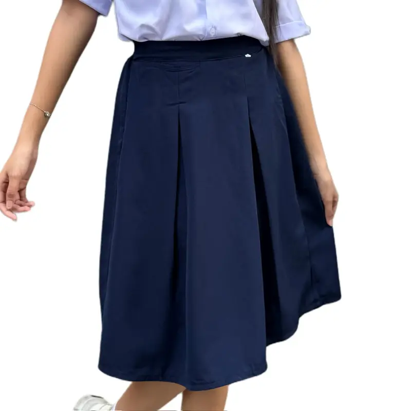 Váy Lụa Học Sinh Cấp 1 2 3 Màu Xanh Đen Có Túi và Lưng Thun Sau Lưng cho Nữ Women - Mẫu Mới Nhất 4