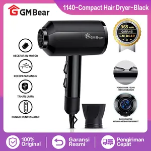 [COD] GM Bear Hair Dryer Rambut Multifungsi Compact Alat Pengering Rambut Hitam - 1140