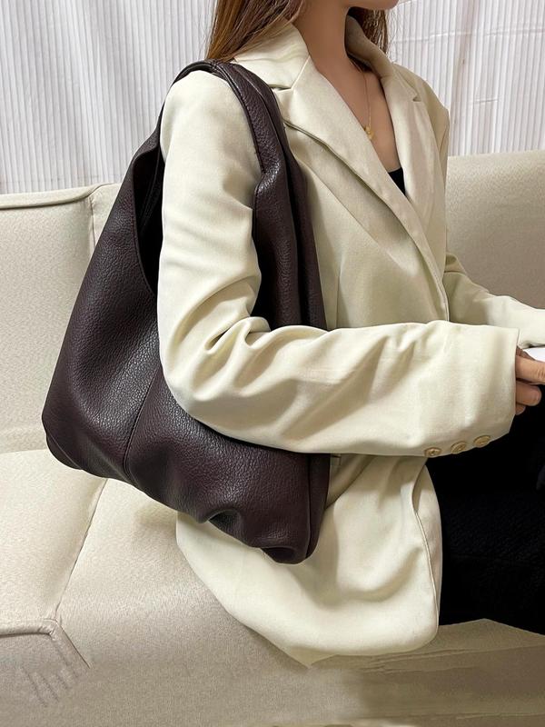 Women's Minimalist Casual Plain Tote Bag,  Everyday Bags, Fashionable Pu Leather Large Volume Shoulder Bag with Makeup Storage Bag for Work & Daily Use, Valentine's Day, Gift 3