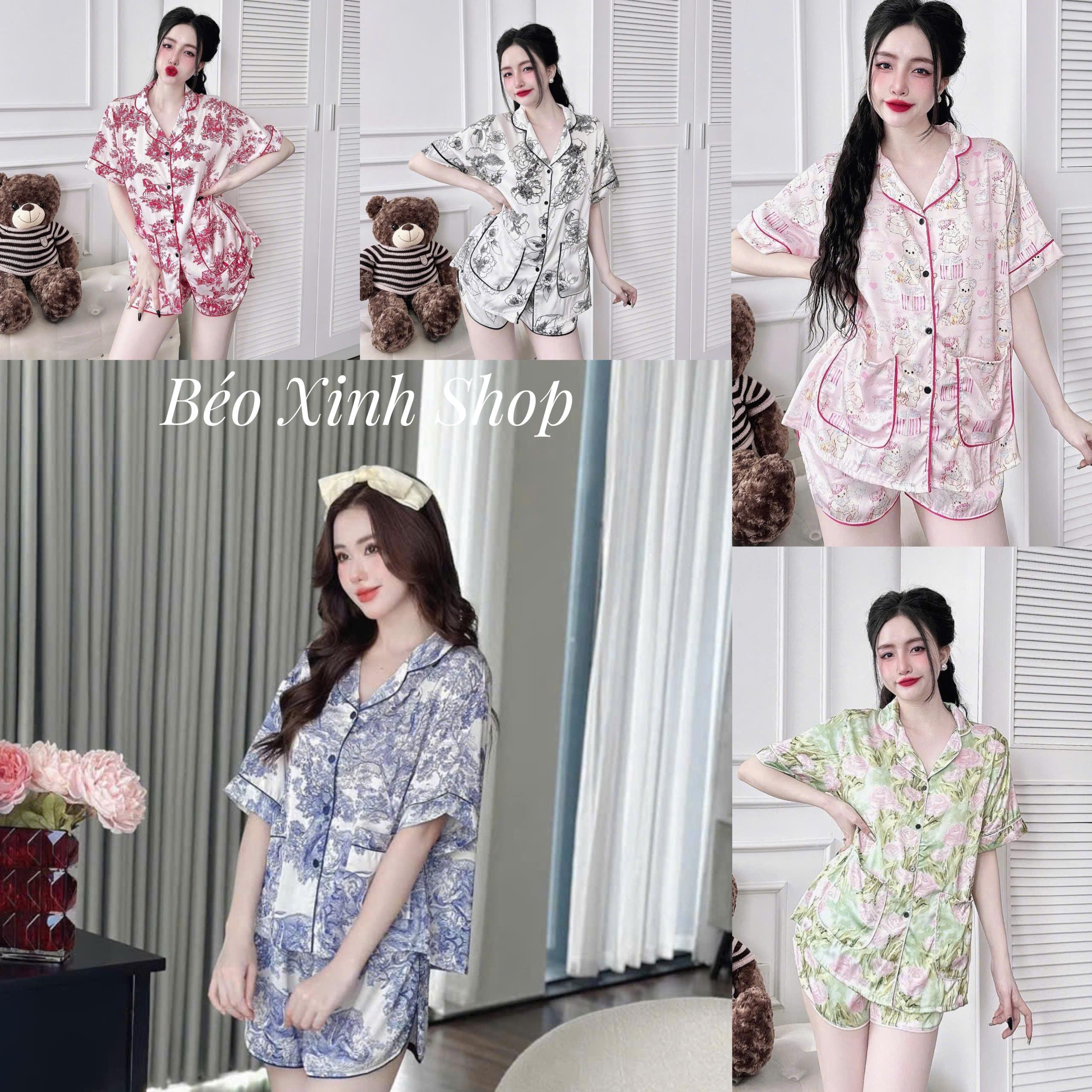 Đồ Bộ - Đồ Ngủ Quần Đùi Vải Lụa LaTin QC Cao Cấp Pijama Bigsize 50-100kg Béo Xinh Shop B ộ Ngủ Nữ - A.5027
