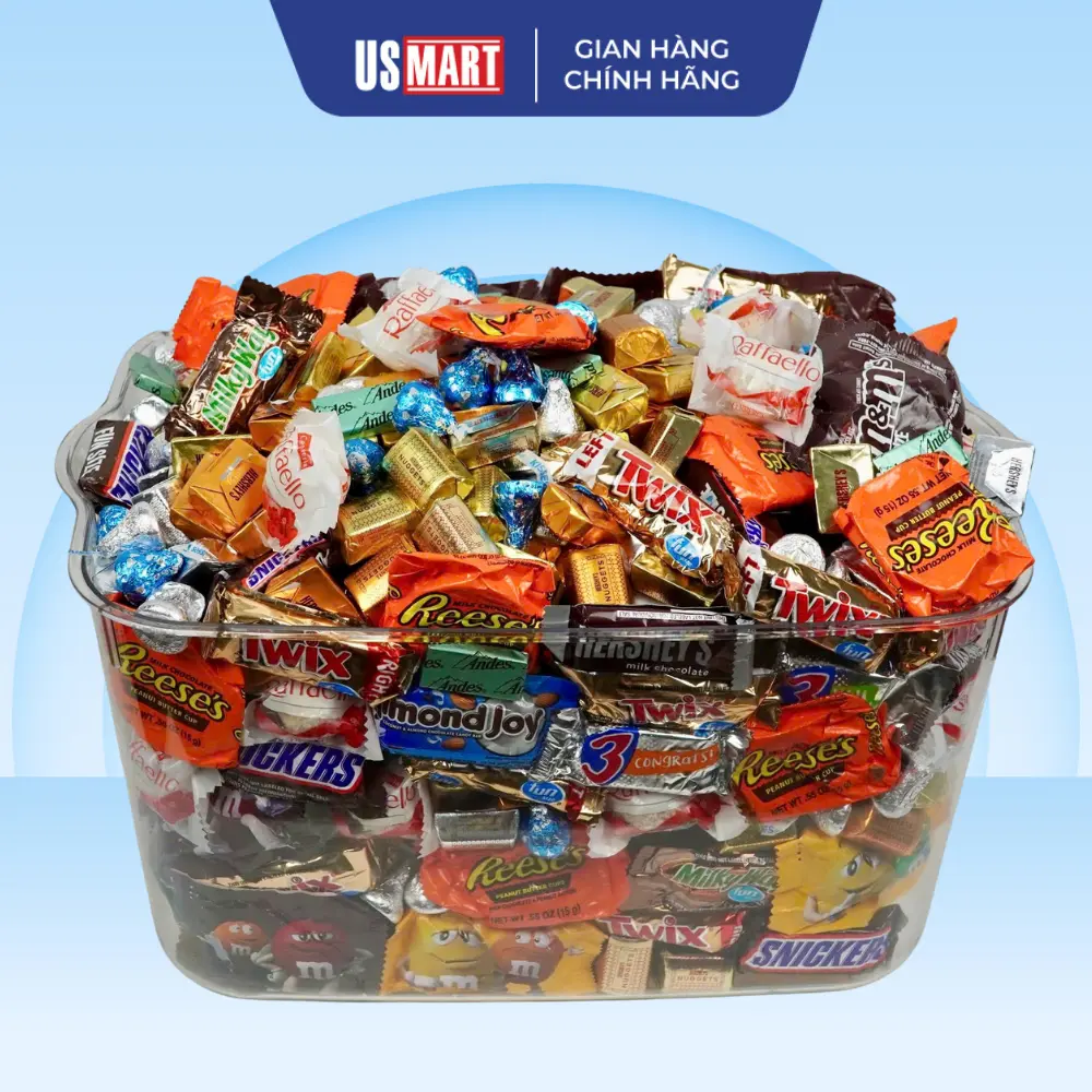 Nửa Ký Socola Mỹ Mix Ngẫu Nhiên Nhiều Thương Hiệu Kirkland- Hershey's - Kisses - M&M - Bounty - Ferrero Bánh Kẹo Tết