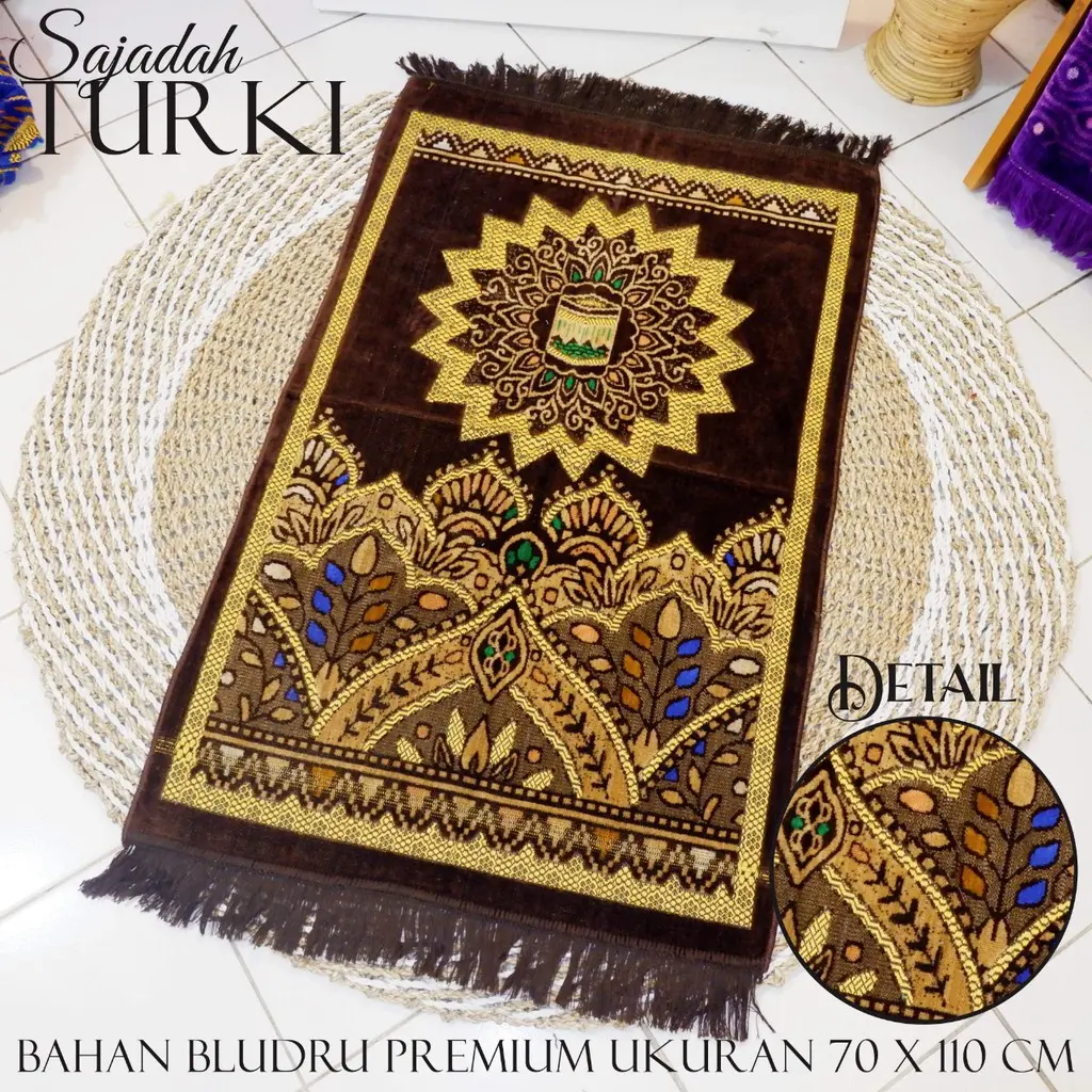 Grosir Sajadah Turki Spigel Turkey Multicolor Motif cantik Ukuran Besar 70x110 cm Haji Umrah terbaru Bulu Lembut