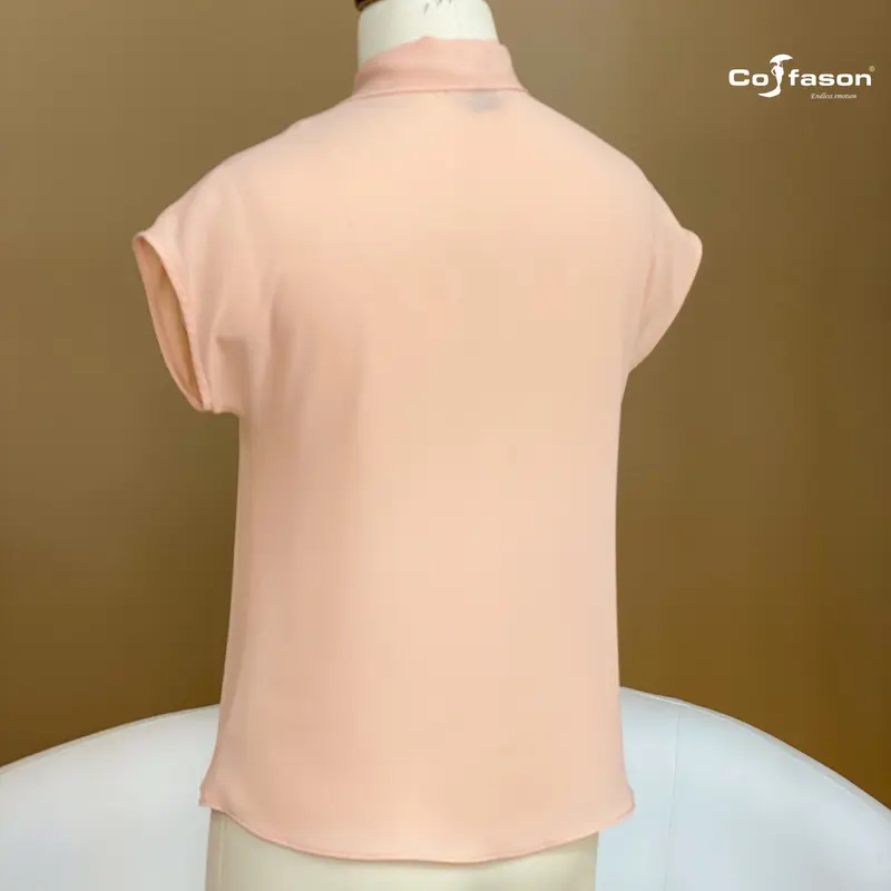 SƠ MI TAY LIỀN CỔ NƠ- 05 Màu Đen/Hồng cam/Hồng dâu đậm/Kem/Trắng-Size S/M/L/XL-Vải voan cát Hàn Quốc-Sơ mi đẹp 6