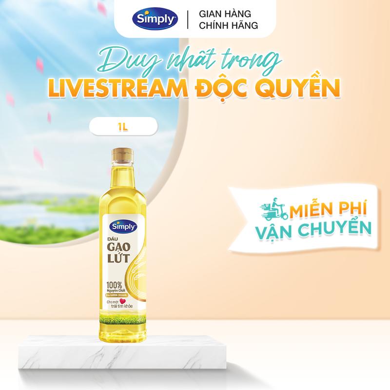 Dầu Gạo Lứt Simply Nguyên chất 1L - Dầu ăn cao cấp cho món ăn ngon