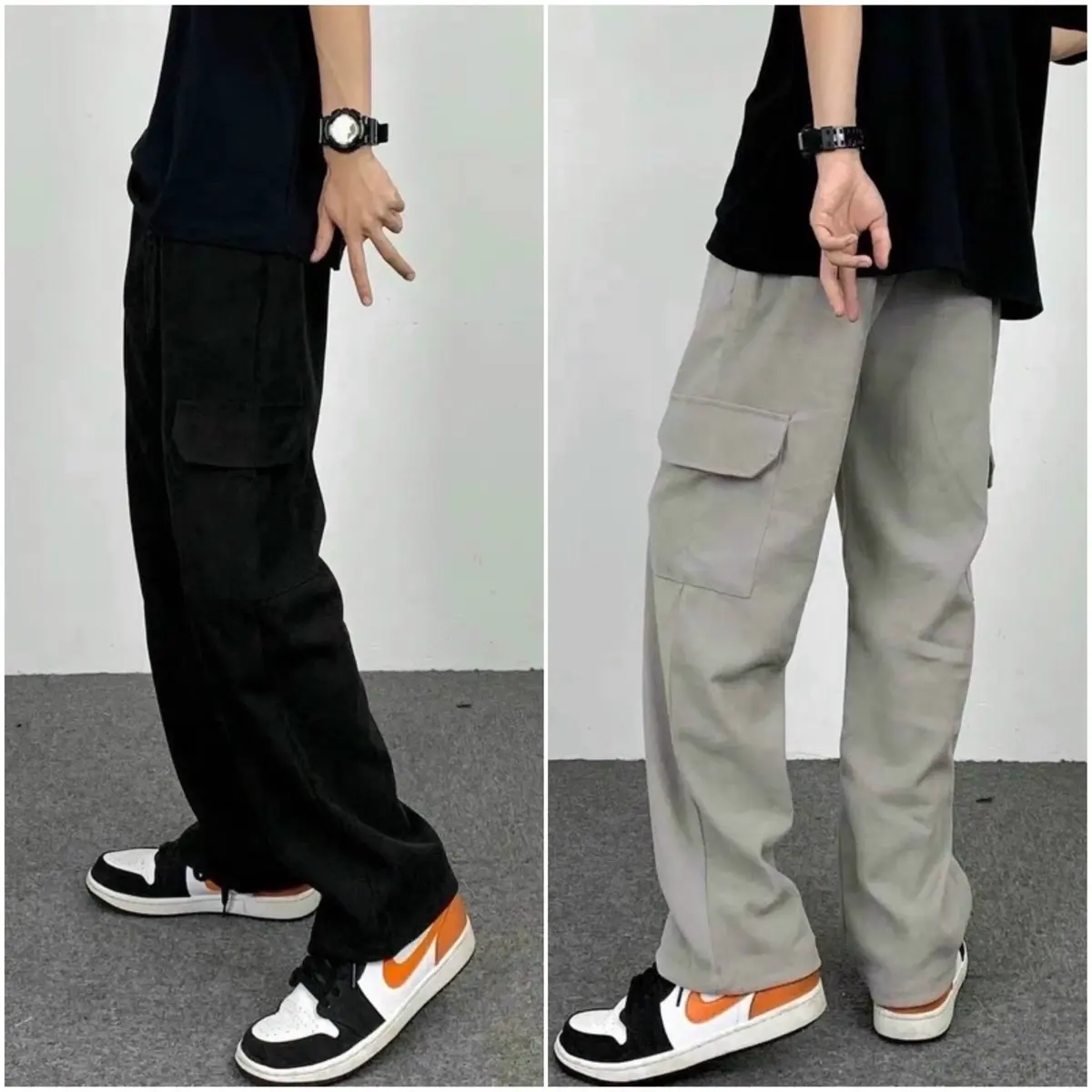 Quần kaki túi hộp ống rộng form unisex