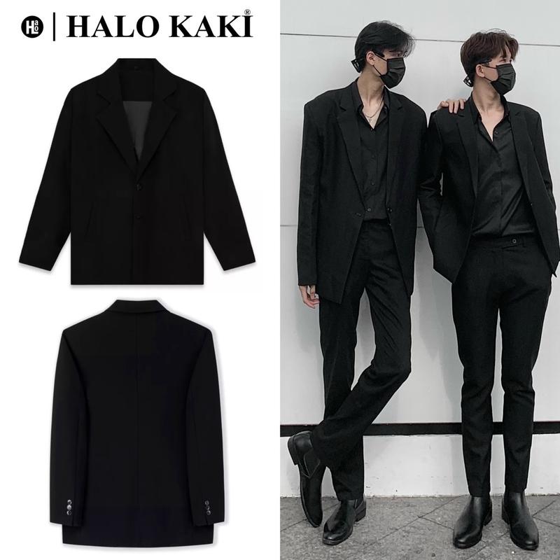 BLAZER NAM HÀNG LOẠI 1 - CÓ ĐỘN VAI HÀN QUỐC CÓ ĐỘN VAI 2 LỚP 1 CÚC CAO CẤP ĐEN TRƠN UNISEX - <ẢNH THẬT SHOP TỰ CHỤP> Áo Menswear Tay Dài Jean Jacket