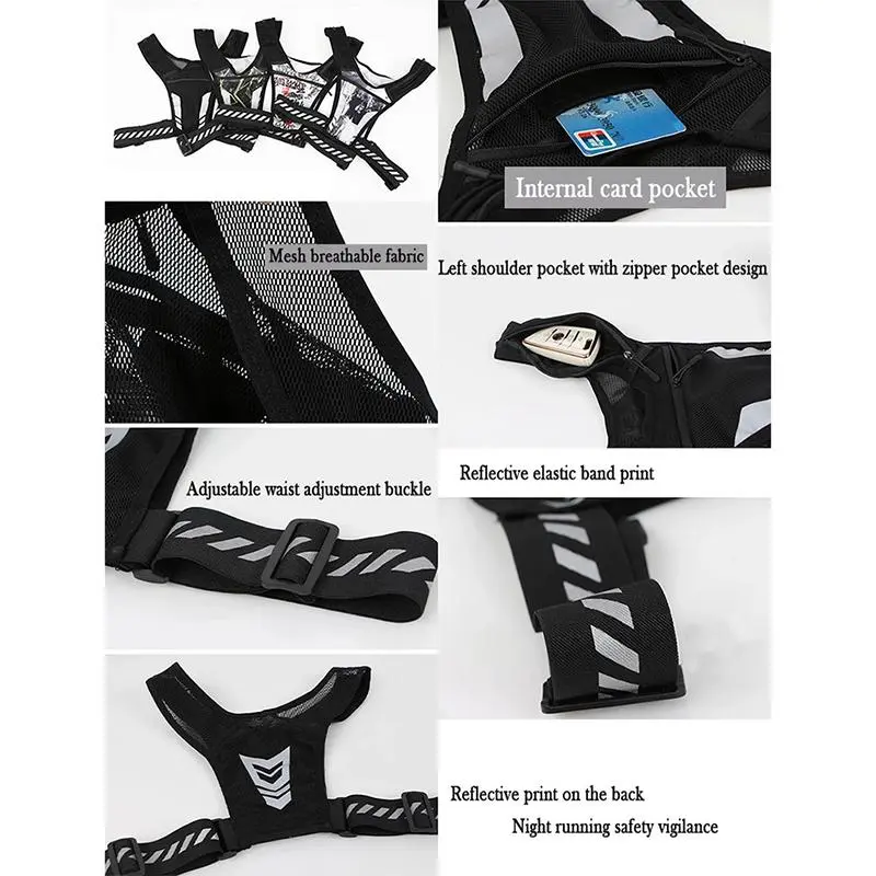 Sports Vest Phone Bag, Beathable Portable Reflective Running Vest Storage Bag, Hiking Chest Bag Vest for Water Bottles Sports Accessories, Girly Gym Bag, Gym Bag 3