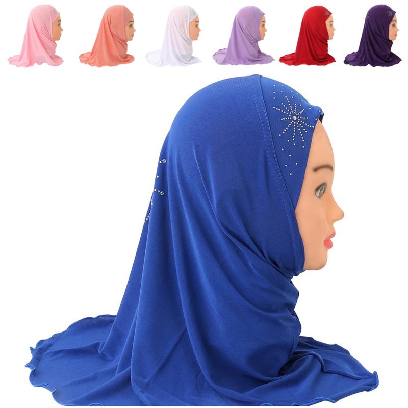 2-7 Years Old Girl Crystal Hemp Sun Diamond Tam-O'-Shanter| Detachable Gauze Cap + Three-Piece Design| Kindergarten Daily Wear and Match| Eid Trendy Child Essential selendang  bahu sulam  shawl sahara  shawl selendang 1