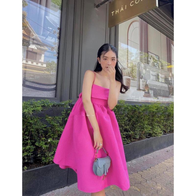  Đầm baby doll 2 dây dáng xòe bồng bềnh phối nơ lưng - Elia Dress 