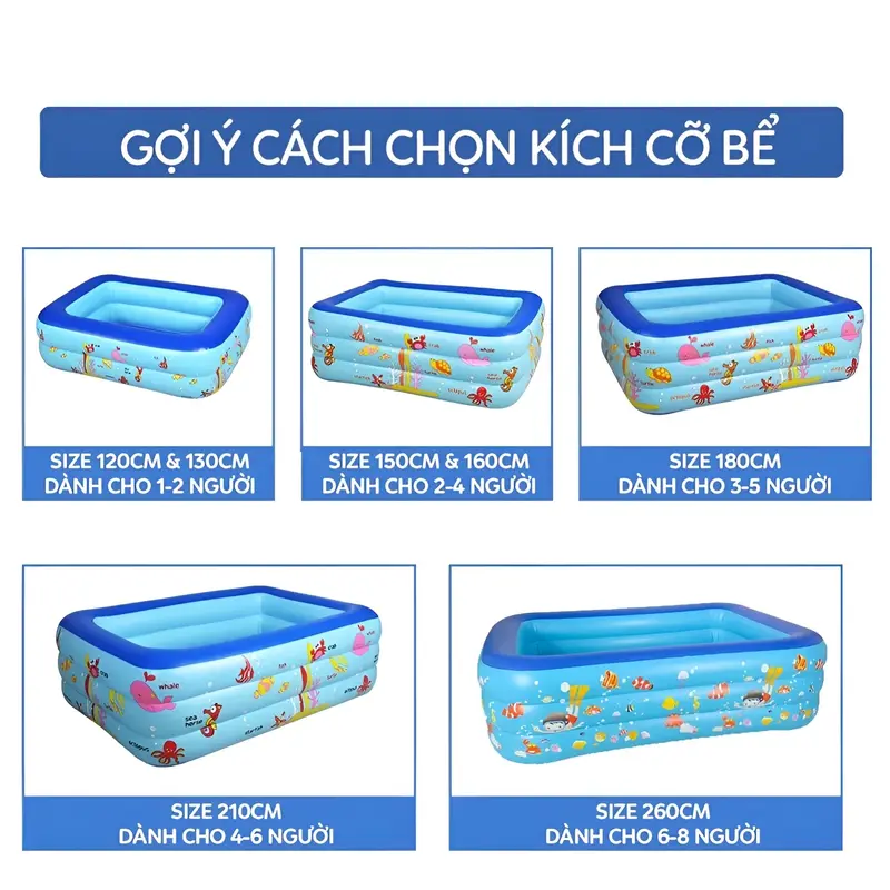 Bể Bơi 1M3 3 Tầng Tặng Kèm Bơm Điện + Bóng + Keo Dán Miếng Vá 4