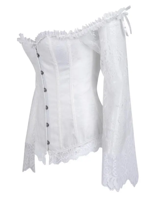 Women's Retro Plain Frill Trim Contrast Lace Tie Back Lace Up Corset Top, Vintage Adjustable Knot Front Shapewear Top, Shapewear for Women 8