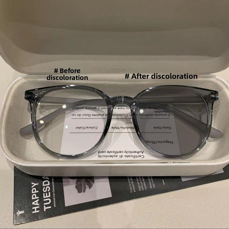 【Kính đổi màu dưới ánh sáng Mắt kính cận thị kính cận có độ sẵn - 0.50 ~ - 6.00 độ Kính Cận Gọng Trong Suốt Chống Ánh Sáng Xanh Phong Cách Hàn Quốc Thời Trang kính Kính sinh viê Kính UV400 Kính đổi màu