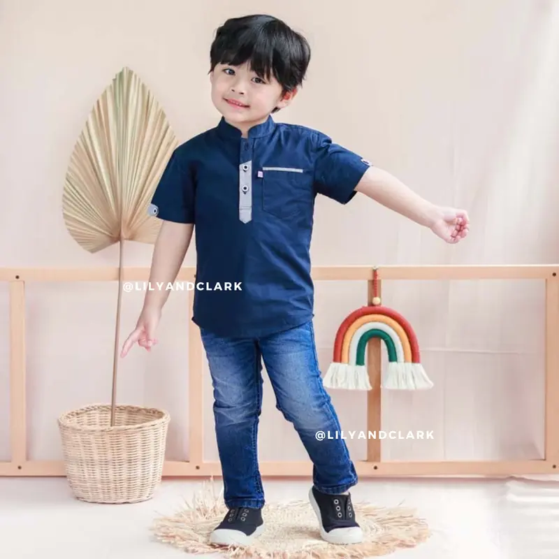 Lily And Clark Celana Jeans Basic Anak Laki-Laki Bahan Nyaman Berkualitas Warna Dark Blue JS03 Fashion 3