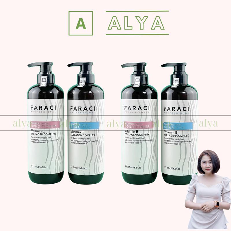 Dầu gội xả FARACI VITAMIN E 750ml x 2. giảm gãy rụng phục hồi tóc khô sơ hư tổn Nữ Women