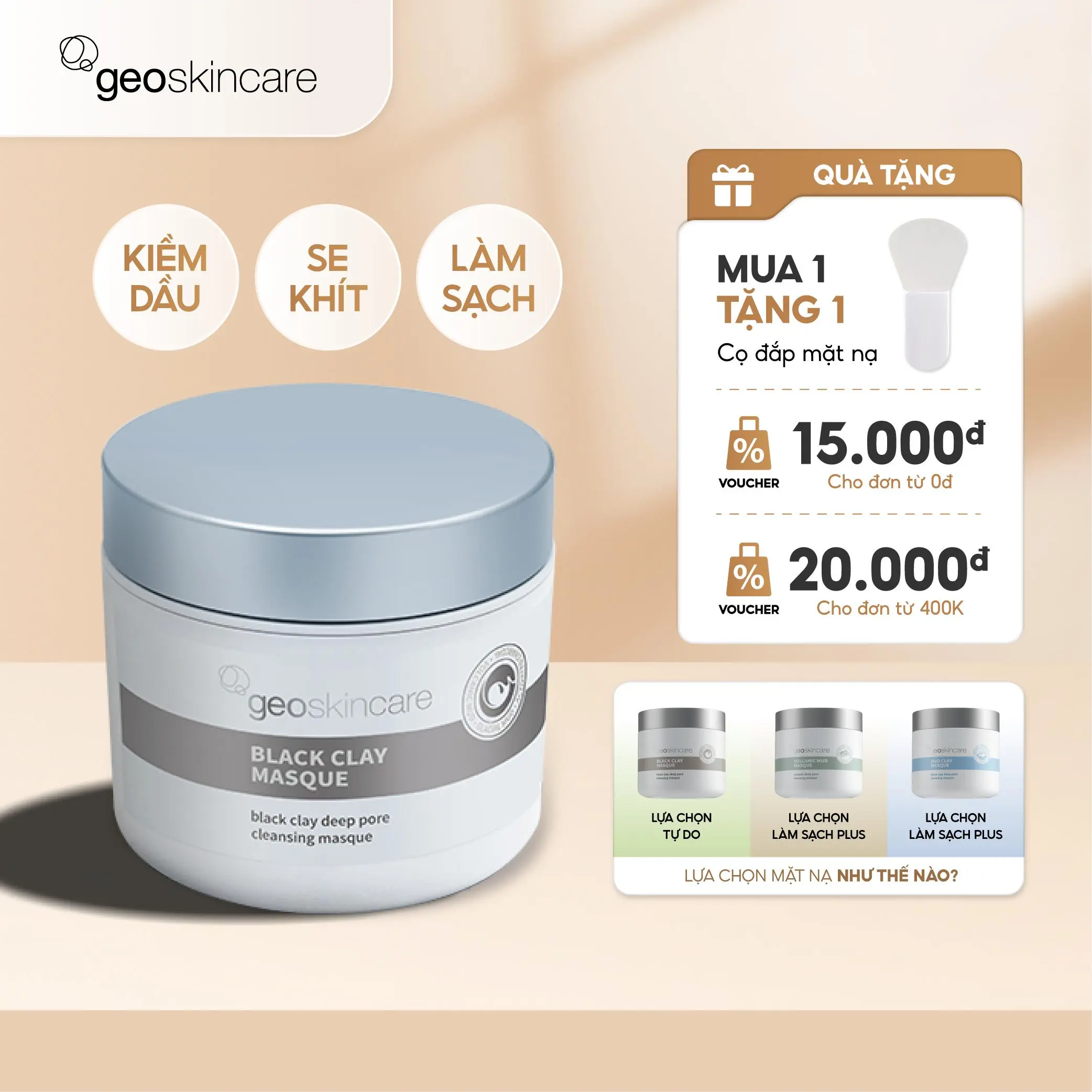 [Geoskincare] Mặt Nạ Đất Sét Làm Sạch Dịu Nhẹ Dưỡng Ẩm Se Khít Lỗ Chân Lông Kiểm Soát Dầu Loại Bỏ Mụn Đầu Đen 100ml