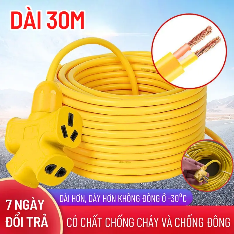 Cuộn Dây Điện lovehouse Dài 30M Kèm Ổ Cắm, Phích Cắm Đúc Chịu Lực Cao Đa Năng Tiện Lợi Dài , Dây Cấp Nguồn 220V