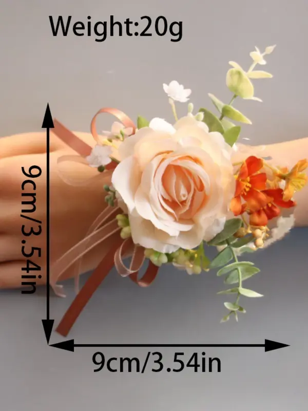 Artificial Rose Corsage Wristband, Elegant Bridal Wrist Corsage, Fashionable Wedding Party Decoration Accessories for Women 1