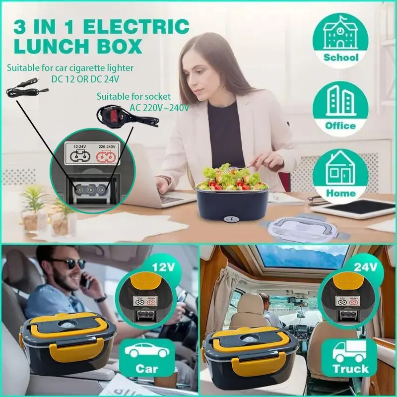 3 in 1 Electric Lunch Box, 12V 24V 220V Portable Food Heater Box, Food Warmer, Household Kitchen Appliances for Home Office Car Use, Excellent Home Appliances, Kitchen Appliances, Kitchen Gadgets 4