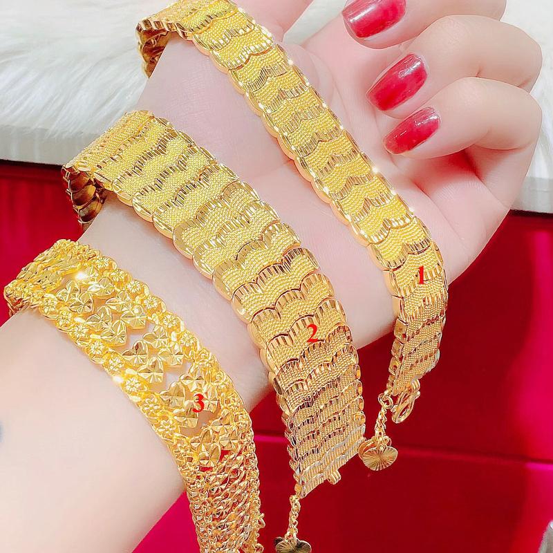  Lắc Tay Nữ Mạ Vàng 24k Gồm 03 Kiểu Cho Quý Khách Lựa Chọn - Tubi Cony Phong Cách Thời Thượng - Chạm 4D Sáng Bóng - L3kieu 