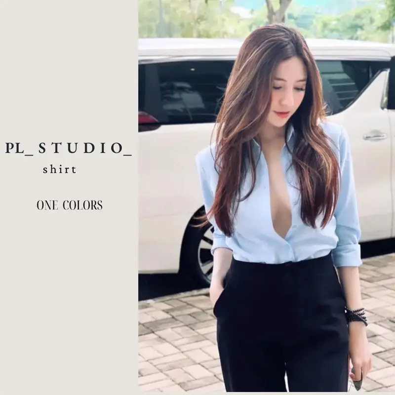 Sơ Mi Xanh Bản Cổ Nhỏ Chất Thô Ít Nhăn P.L.STUDIO - S01