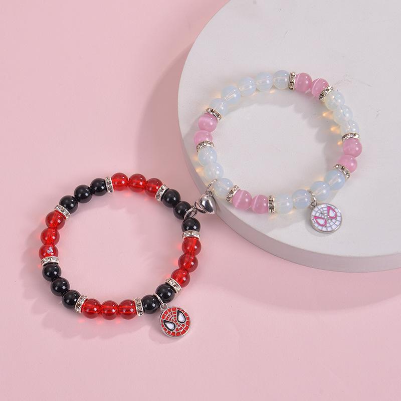 Product Introduction of spiderman bracelet, gwen and miles couple bracelet, love heart magnetic 1