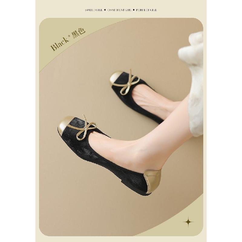 Product Introduction of New Soft Leather Square Toe Flat Heel Soft Bottom Young Mother Shoes Bow Flat plus Size All-Match Lady Flat Shoes Footwear Women flat  sandals  plus  size  41  42  43  44  45 closs gold  sandals clear  flat  sandals 11