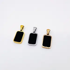 COD Liontin permata hitam kotak Titanium