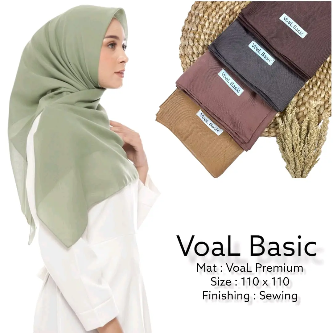 FH Scarf Kerudung Voal Basic Premium Jahit Tepi Segi Empat Polos Jilbab