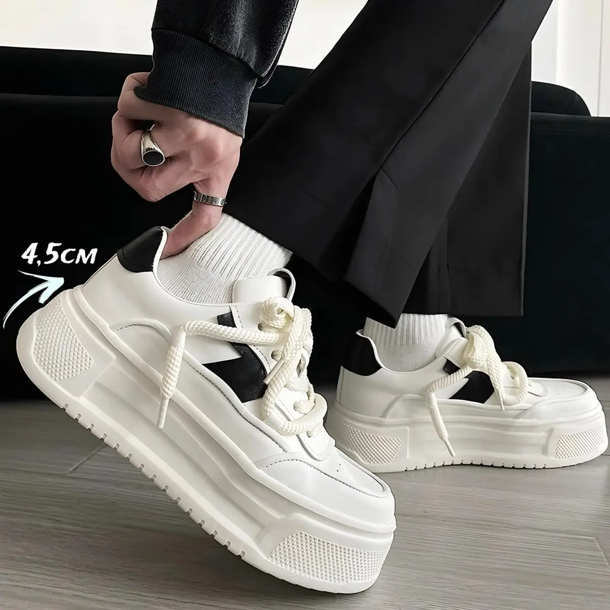 Giày Nam Tăng Chiều Cao 4,5 cm Thiết Kế Thời Trang Cá Tính 7861 Sneaker Shoes Đế Bằng giay nam