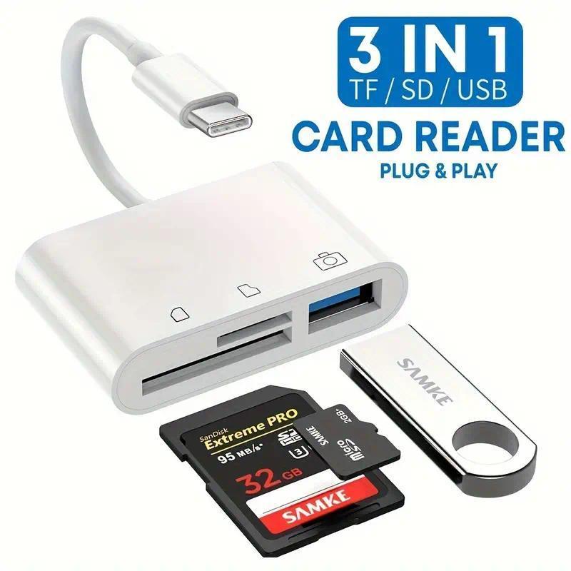 Đầu đọc thẻ chuyển OTG Type-C, cho thẻ điện thoại Type-C, thẻ TF và thẻ SD, đầu đọc thẻ CF 1