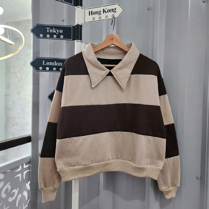 SWEATER KERAH BELANG WANITA OVERSIZE - SWEATER COLLAR KOREAN STYLE- CREWNECK WANITA OVERSIZE 7