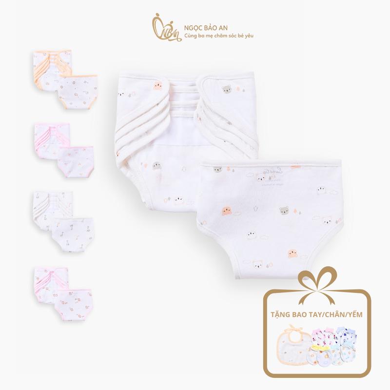 Tã dán sơ sinh NB, 5 cái/gói, vải Cotton mềm mịn, thoáng mát, không hâm bí cho bé (3 hình 2 trơn)